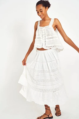 LoveShackFancy Donna Heritage Skirt White