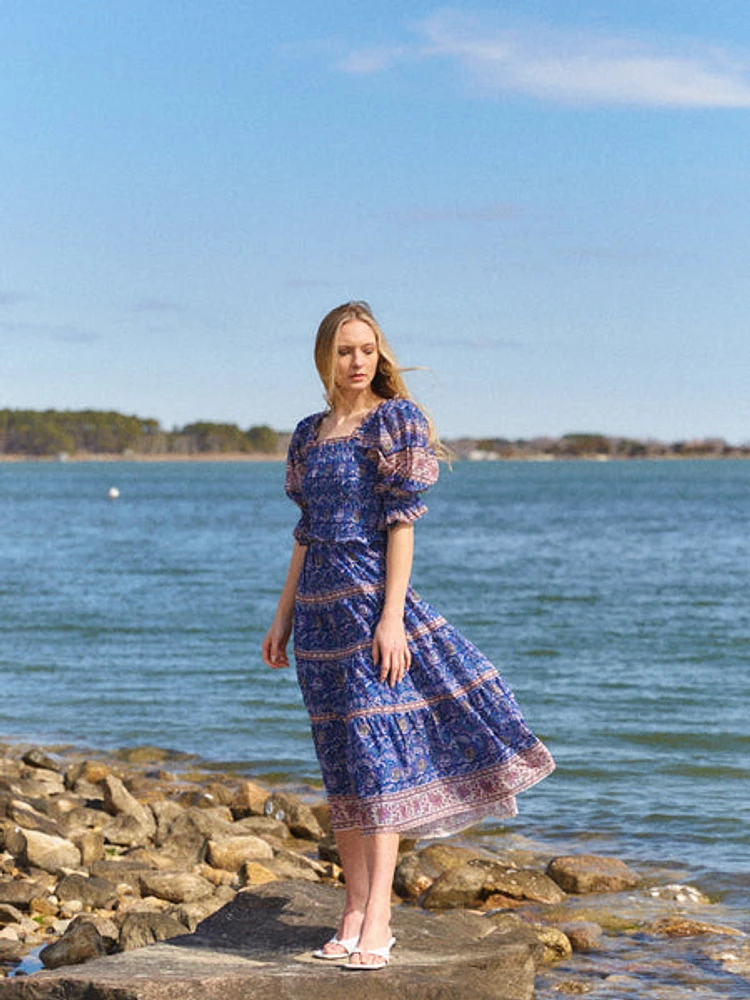 Sea New York Rosita Smocked Dress Blue
