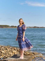 Sea New York Rosita Smocked Dress Blue