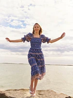 Sea New York Rosita Smocked Dress Blue