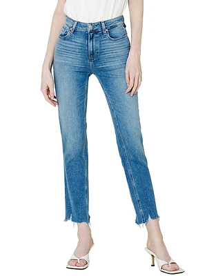 Paige Denim Cindy High Rise Straight Jean Mel Destroyed Hem