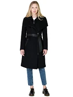 Mackage 2-in-1 Tailored Wool Coat With Sash Belt Nori