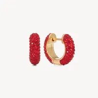 Small Red Sparkle Hoop Earrings