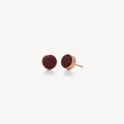 Merlot Sparkle Bezel Stud Earrings