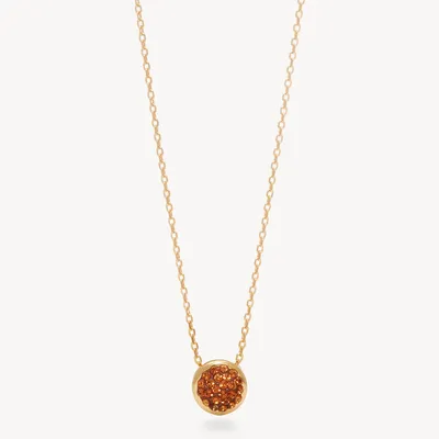 Amber Sparkle Bezel Necklace