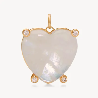 Rainbow Moonstone Heart Charm