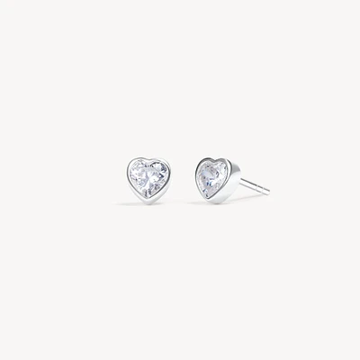 Silver Adore Bezel Stud Earrings