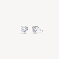 Silver Adore Bezel Stud Earrings