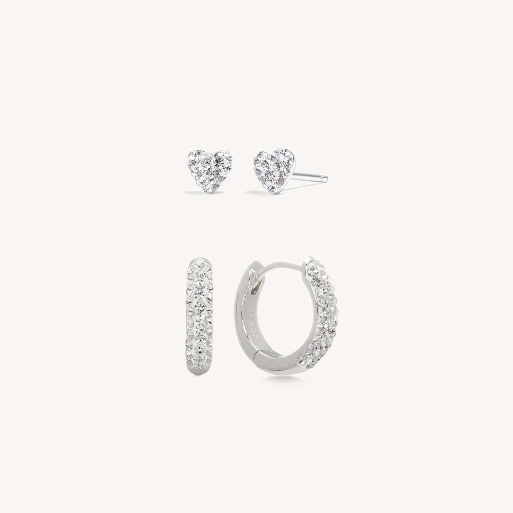 Always On Hoops & Hearts Earring Set