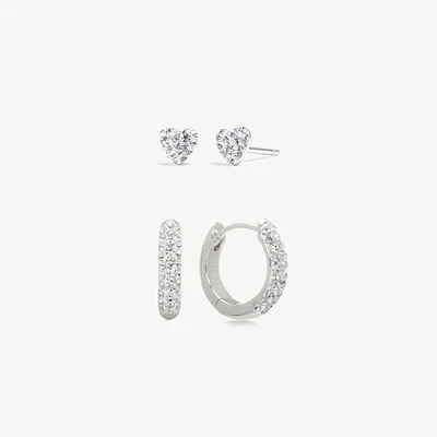 Always On Hoops & Hearts Earring Set