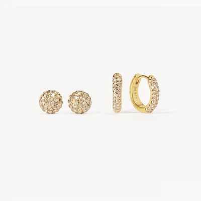 Soft Gold Always On Sparkle Hoops and Studs Gift Set