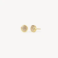 Soft Gold Sparkle Bezel Stud Earrings