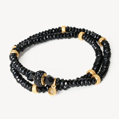 Black Sparkle Ball™ Double Wrap Bracelet