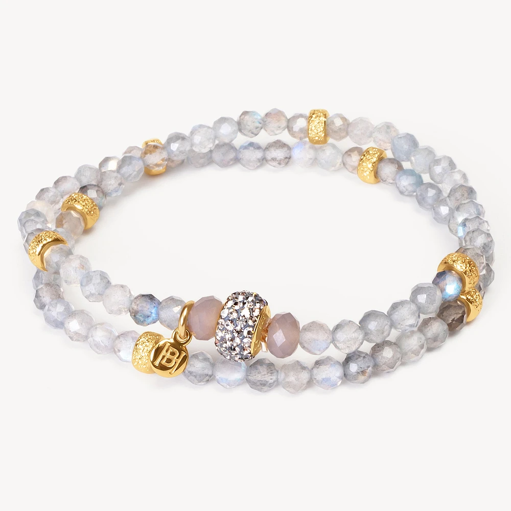 Lunar Sparkle Rondelle Double Wrap Bracelet