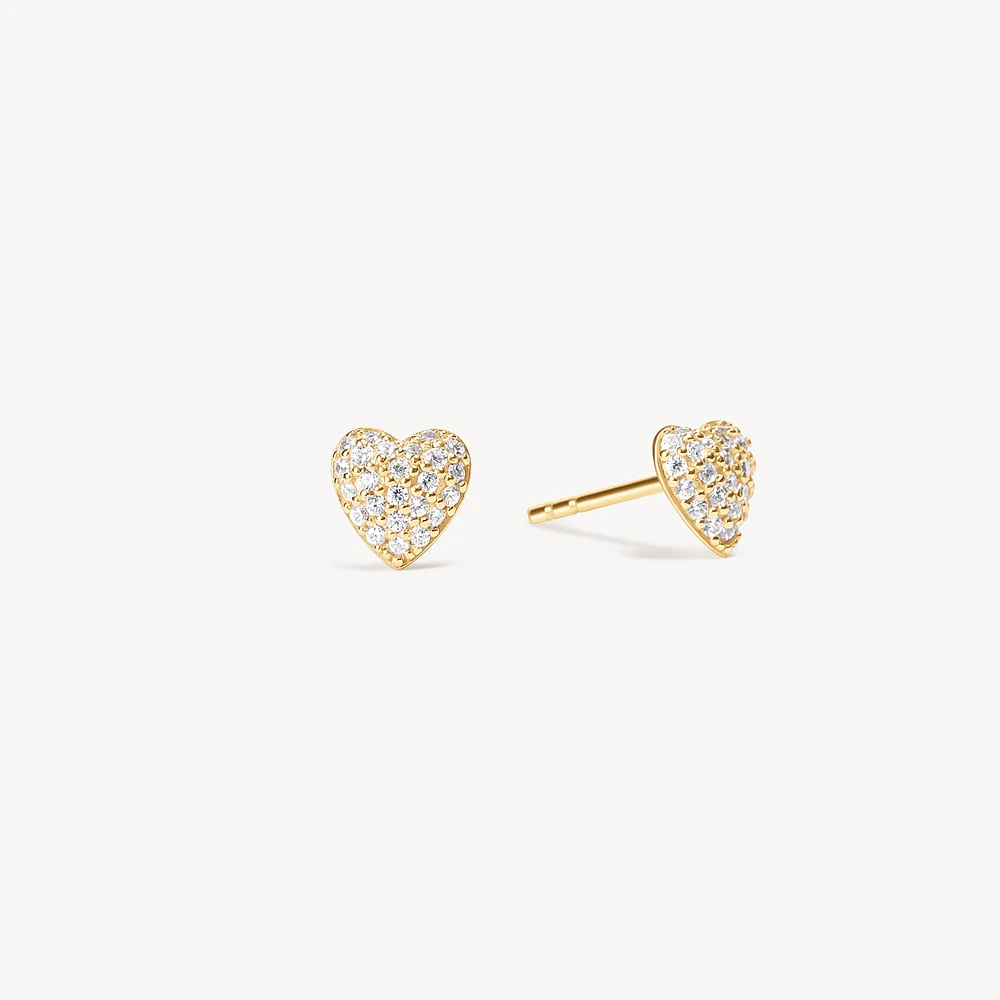 Mini Pavé Heart Stud Earrings