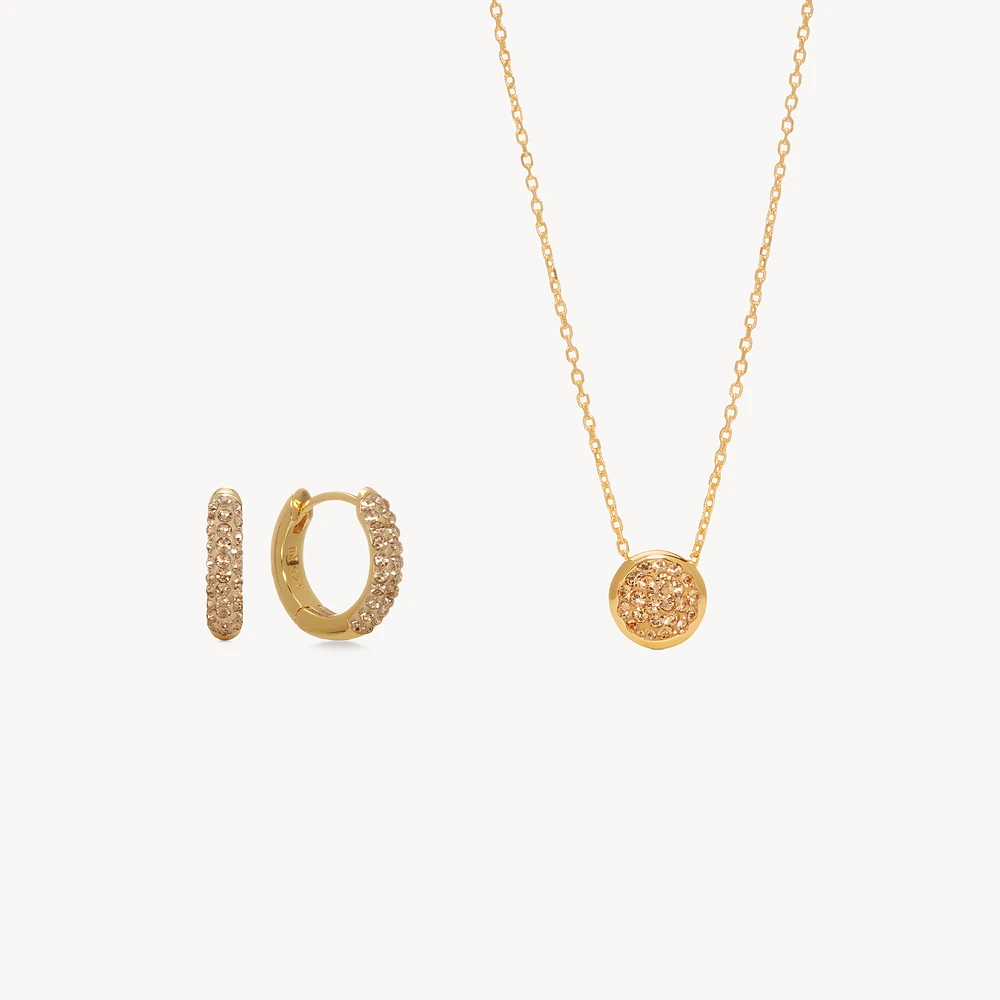 Always On Sparkle Hoop & Bezel Necklace Set