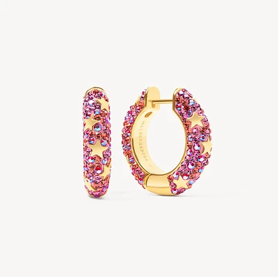 Wildflower Star Studded Medium Sparkle Hoop Earrings