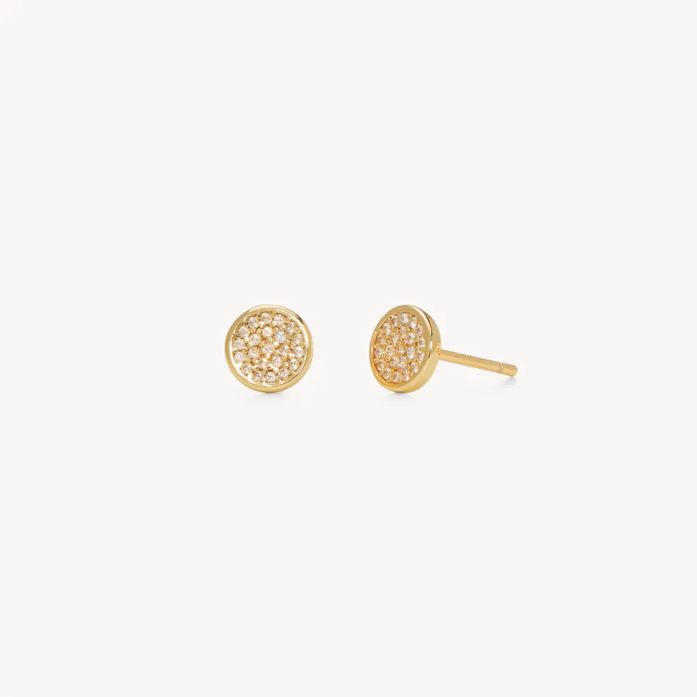 Mini Pavé Disc Stud Earrings