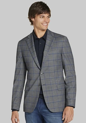 Men's Jos. A. Bank Tailored Fit Windowpane Plaid Sportcoat at Bank, Grey/Blue,