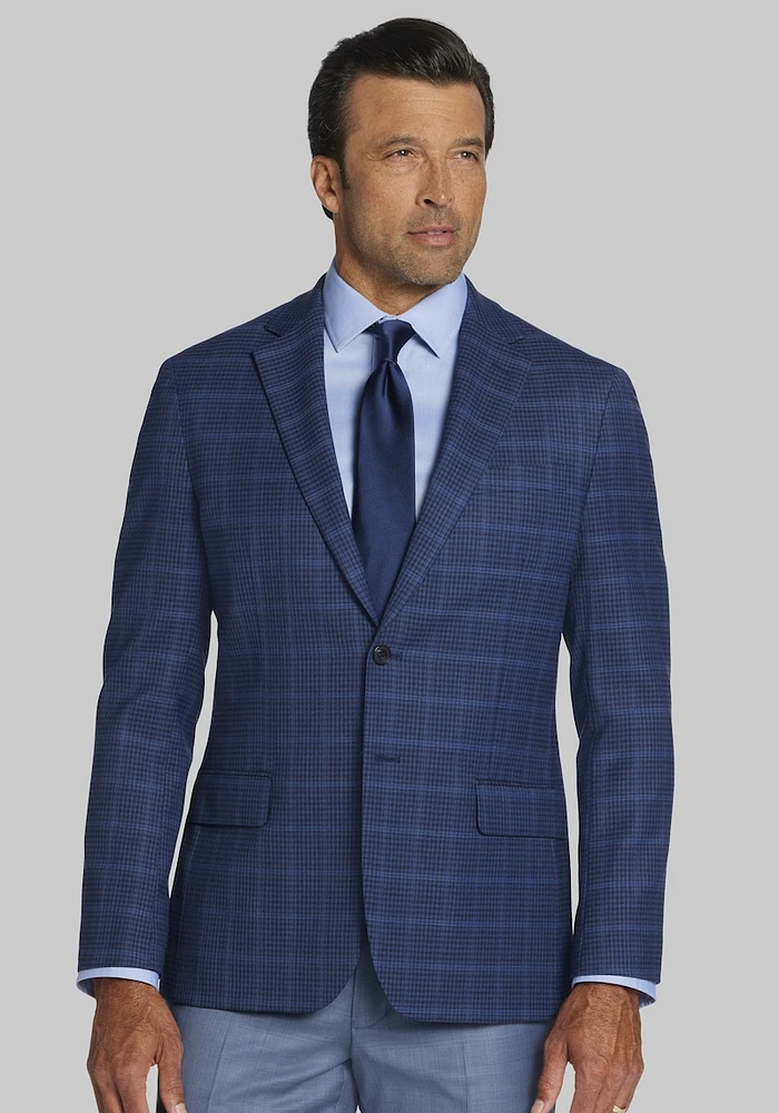 Men's Tailored Fit Check Sportcoat , Navy, 48 Regular