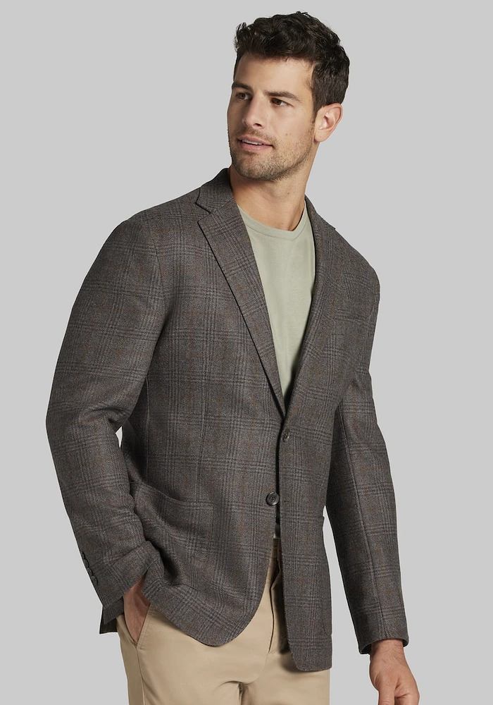 Men's Reserve Collection Cashmere Blend Tailored Fit Plaid Sportcoat at Jos. A. Bank, Brown,