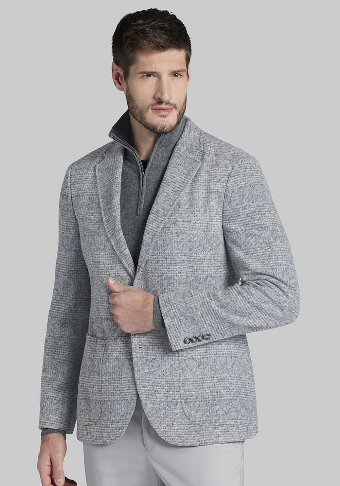 Men's Traveler Collection Tailored Fit Plaid Knit Sportcoat at Jos. A. Bank, Light Grey,