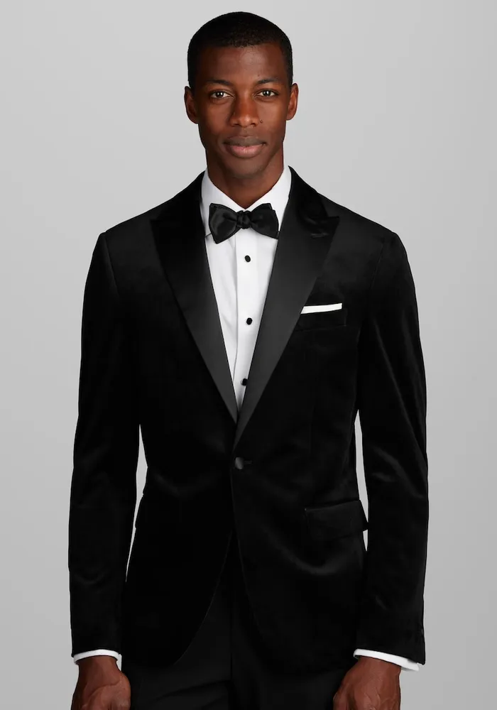 JoS. A. Bank Men's Slim Fit Velvet Dinner Jacket, Black, 40 Short