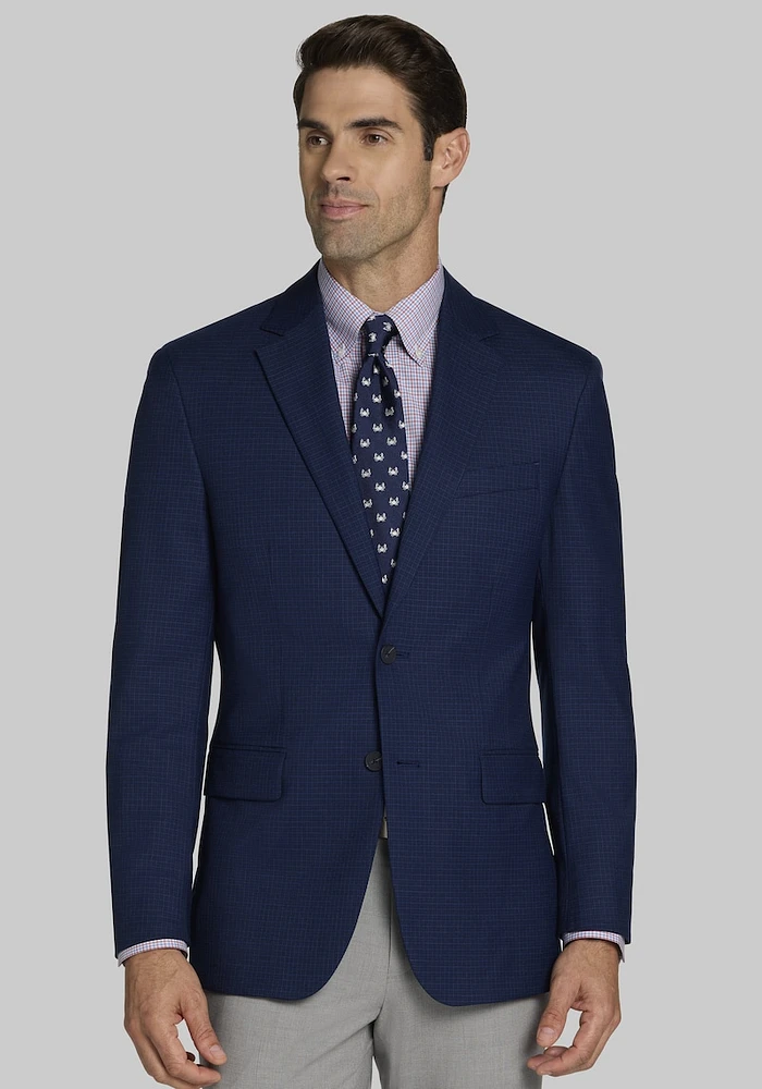 Men's Traveler Collection Tailored Fit Check Sportcoat at Jos. A. Bank, Blue/Navy,