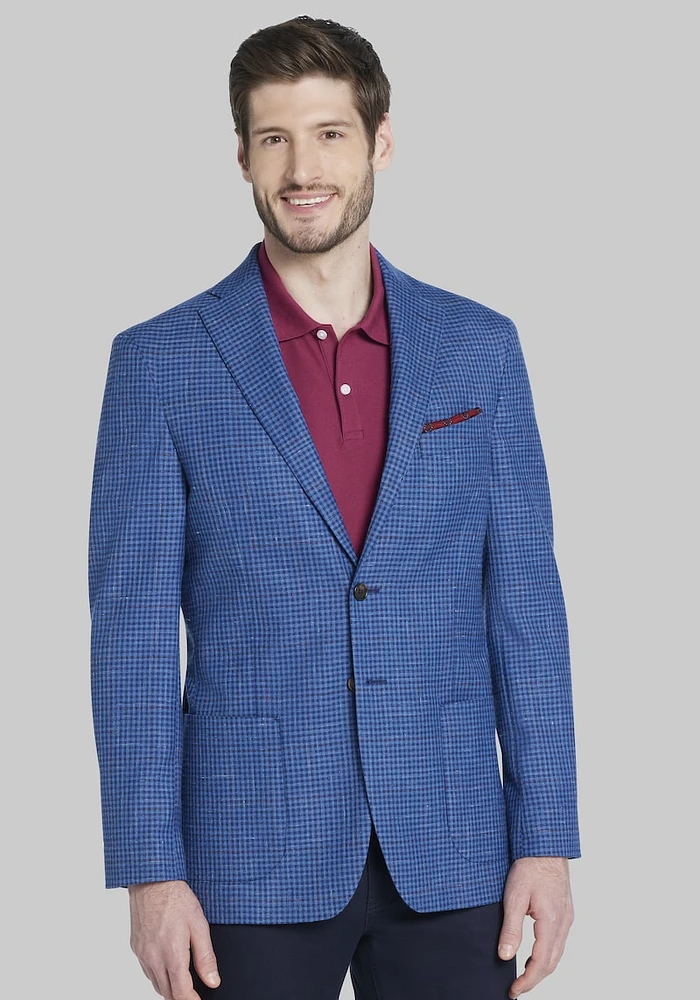 Men's Tailored Fit Check Sportcoat , Blue, 56 Regular