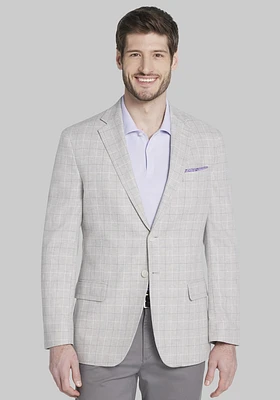 Men's Tailored Fit Windowpane Sportcoat , Light Grey, 48 Regular