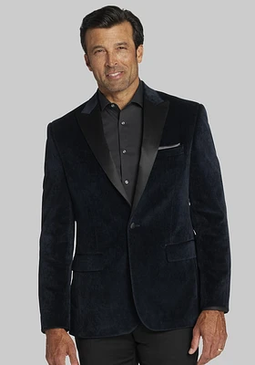 Men's Reserve Collection Tailored Fit Velvet Dinner Jacket, Navy, 44 Short