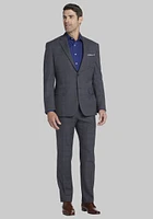 Men's Tailored Fit Windowpane Plaid Suit, Grey/Blue, 38 Regular