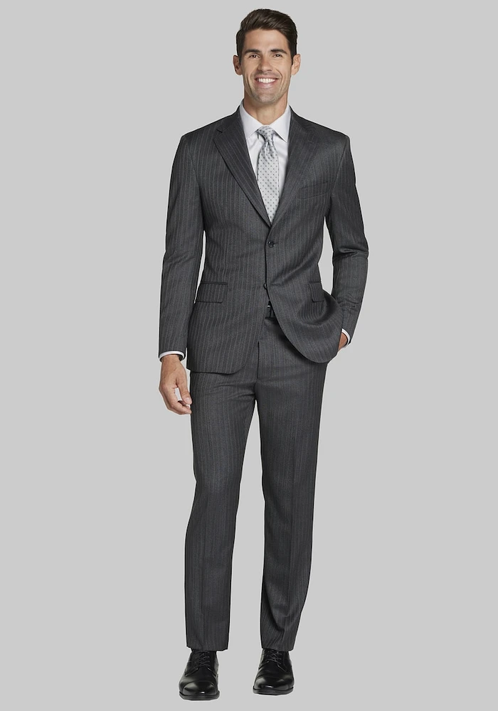 Men's Reserve Collection Tailored Fit Stripe Suit, Charcoal, 42 Regular