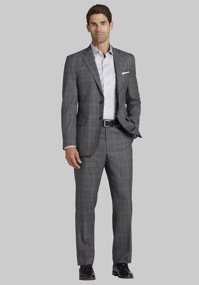 Men's Big & Tall Reserve Collection Tailored Fit Plaid Suit at Jos. A. Bank, Grey, Size 48 Regular