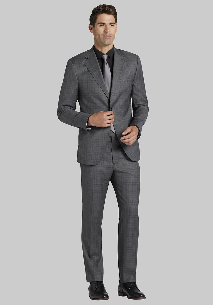 Men's Reserve Collection Tailored Fit Plaid Suit at Jos. A. Bank, Grey, Size 46 Regular