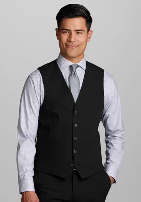 JoS. A. Bank Men's Slim Fit Suit Separates Vest, Black, Large