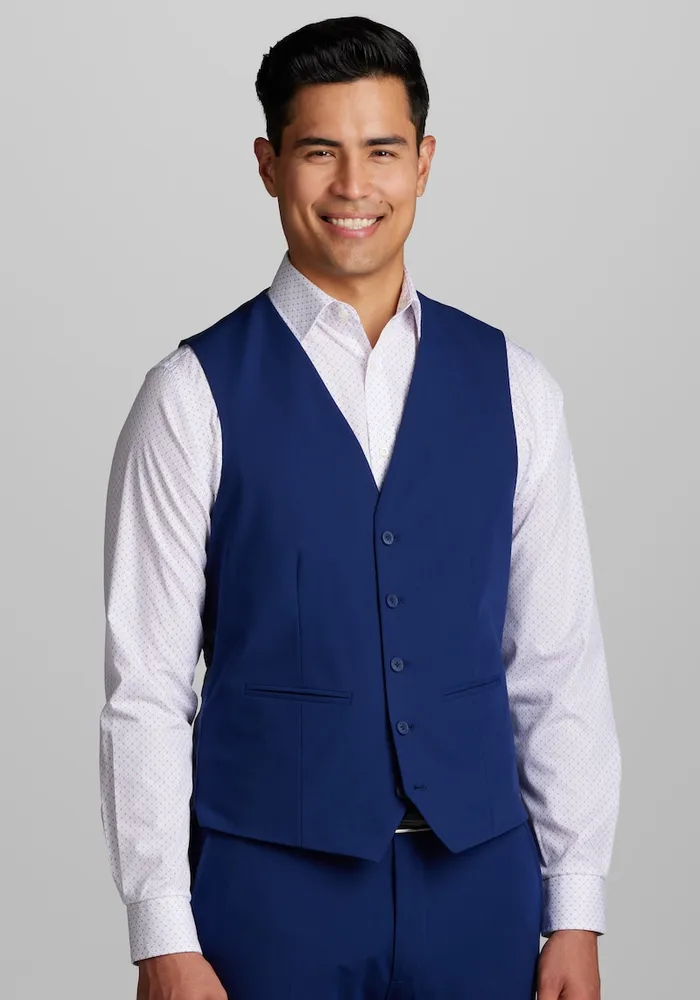 Men's Slim Fit Suit Separates Vest, Bright Blue, Large