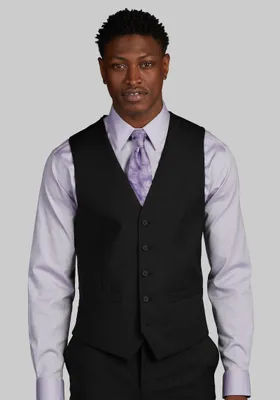 JoS. A. Bank Men's Traveler Slim Fit Suit Separates Solid Vest, Black, Large
