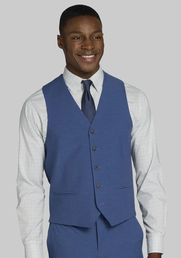 Men's Skinny Fit Suit Vest, Blue, Medium - Suit Separates