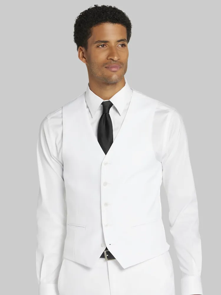 Men's Skinny Fit Suit Vest, White, Medium - Suit Separates