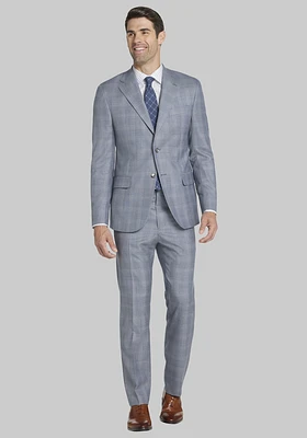 JoS. A. Bank Men's Reserve Collection Tailored Fit Plaid Suit, Light Blue, 40 Long