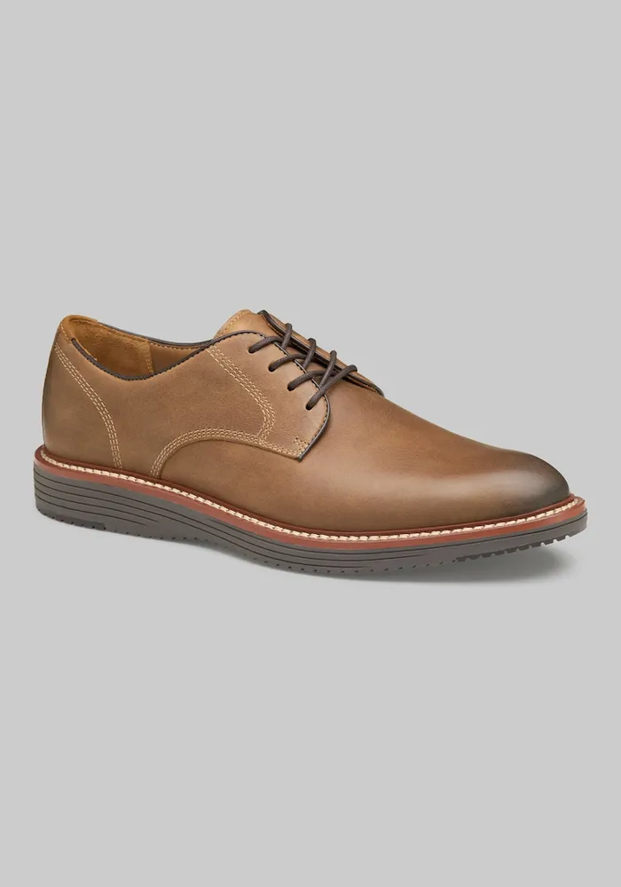 Johnston & Murphy Men's Upton Plain Toe Oxfords, Tan, 8.5 Wide