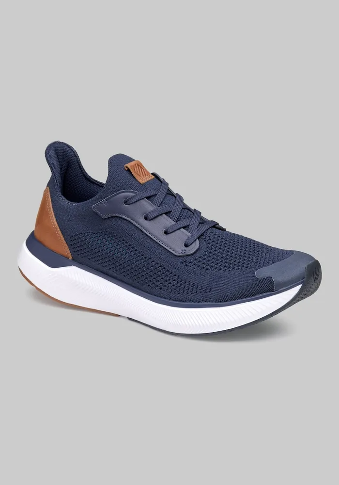 Johnston & Murphy Men's Miles Knit Lace-Up Sneakers, Navy, 9.5 D Width