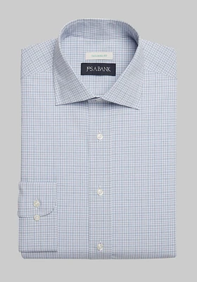 Men's Jos. A. Bank Tailored Fit Spread Collar Plaid Dress Shirt at Bank, Blue, X