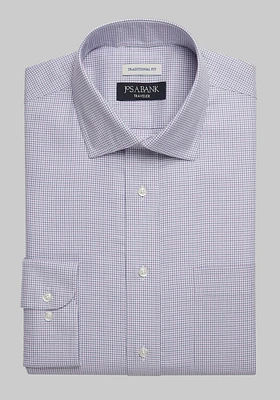 Men's Traveler Collection Traditional Fit Check Dress Shirt at Jos. A. Bank, Blue/Lavender/Purple, X