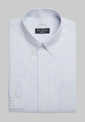 Men's Big & Tall Traveler Collection Traditional Fit Button-Down Collar Grid Dress Shirt at Jos. A. Bank, Blue