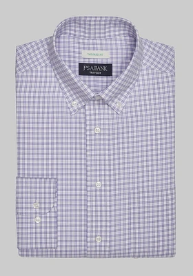 Men's Traveler Collection Tailored Fit Button-Down Collar Check Dress Shirt at Jos. A. Bank, Lavender/Purple, X