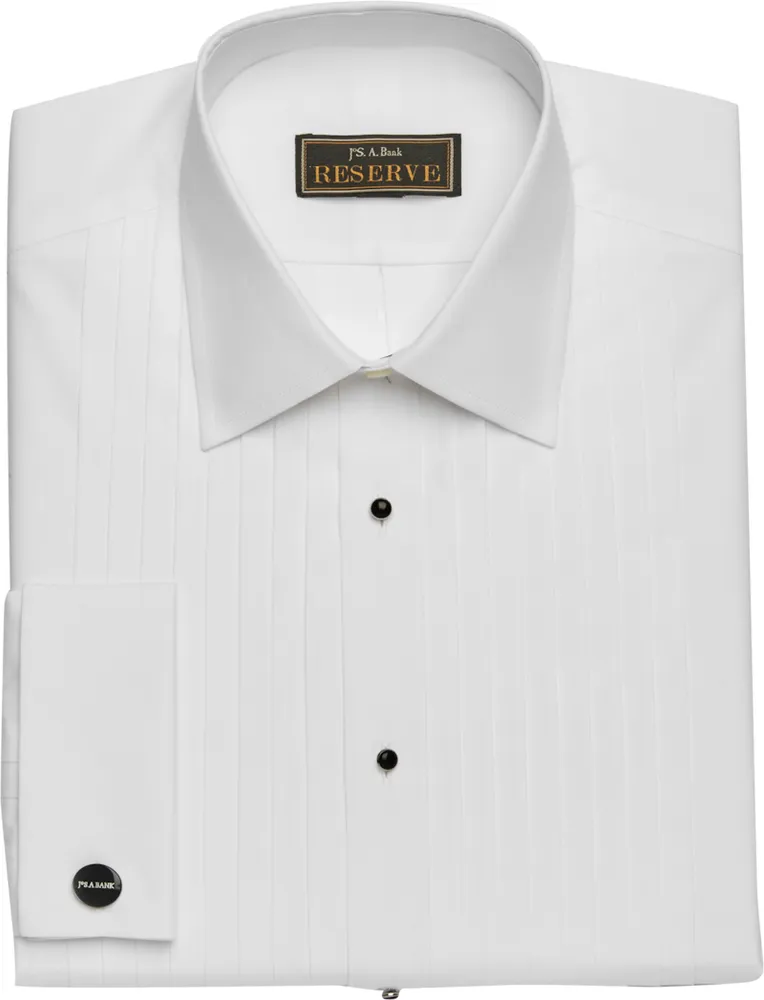 Men's Reserve Collection Traditional Fit Point Collar Pleat Tuxedo Shirt at Jos. A. Bank, Cream/White, X