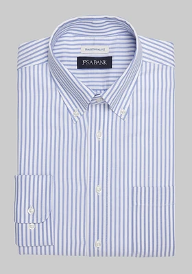 Men's Jos. A. Bank Traditional Fit Button-Down Collar Bengal Stripe Dress Shirt at Bank, Blue, X