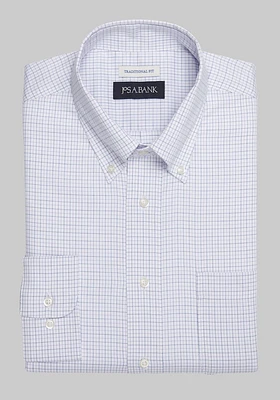 Men's Big & Tall Jos. A. Bank Traditional Fit Button-Down Collar Check Dress Shirt at Bank, Lavender/Purple, X